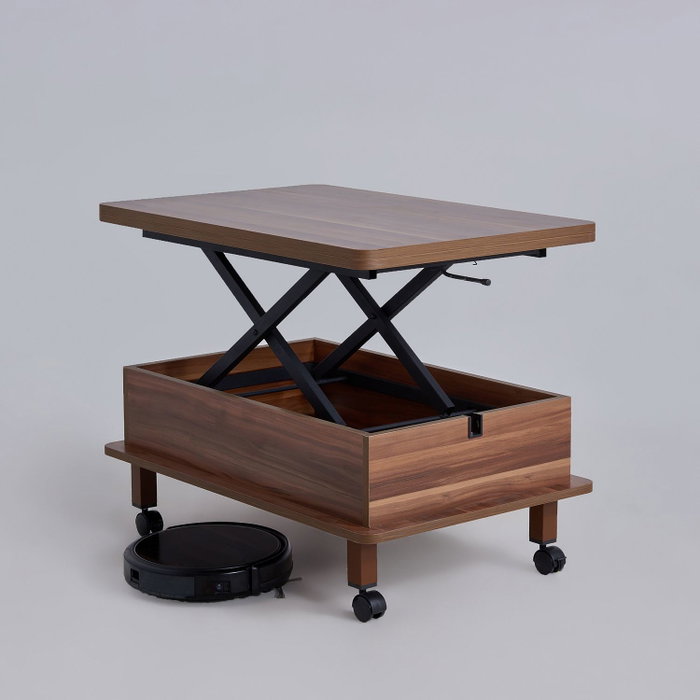 Hanah Home Mesa de Café Ajustable Nogal